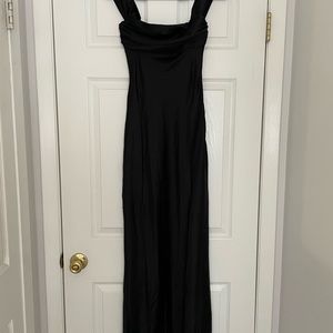 Black Satin off the shoulder formal dress